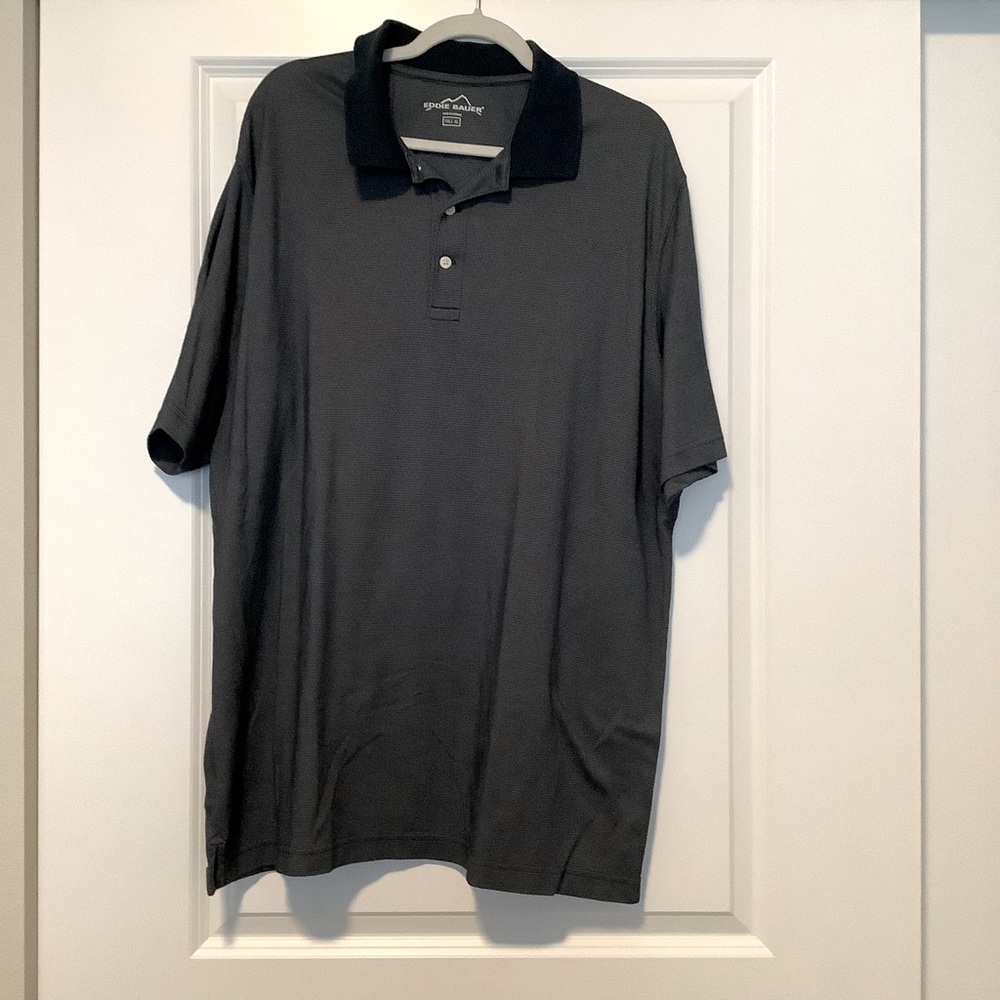 MENS Eddie Bauer Grey Navy Polo (size XLT)